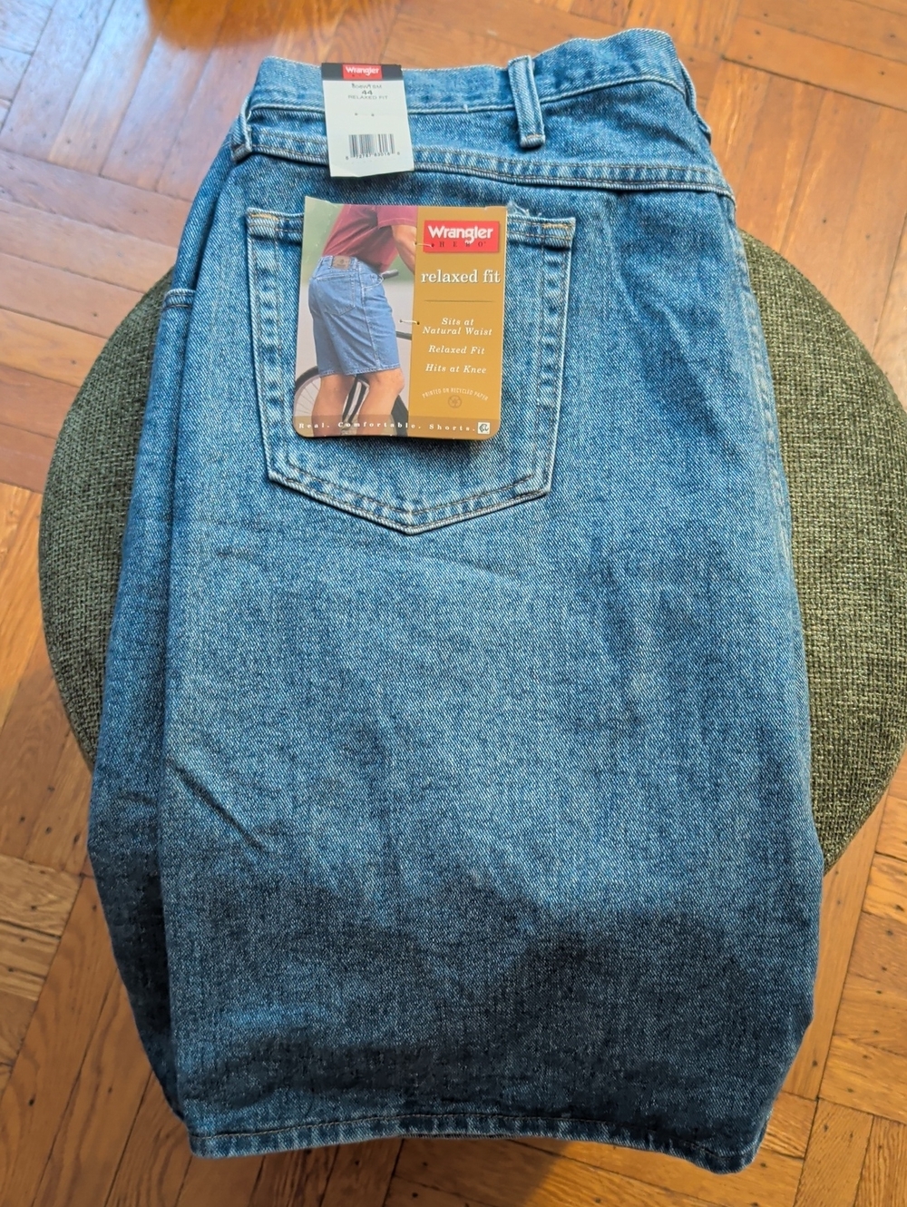 Wrangler Relaxed Fit Medium Blue Denim Jean Shorts